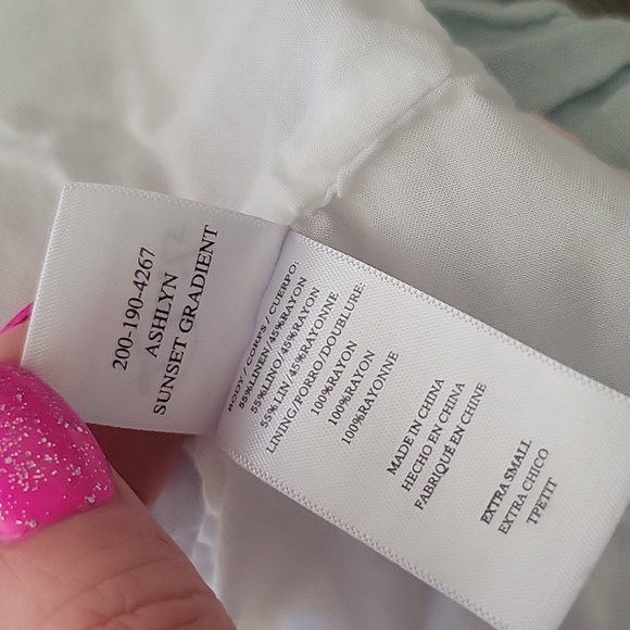 Rails Ashlyn Sunset Gradient Smocked Waist Linen Rayon Blend Dress Pastel XS - Picture 12 of 15